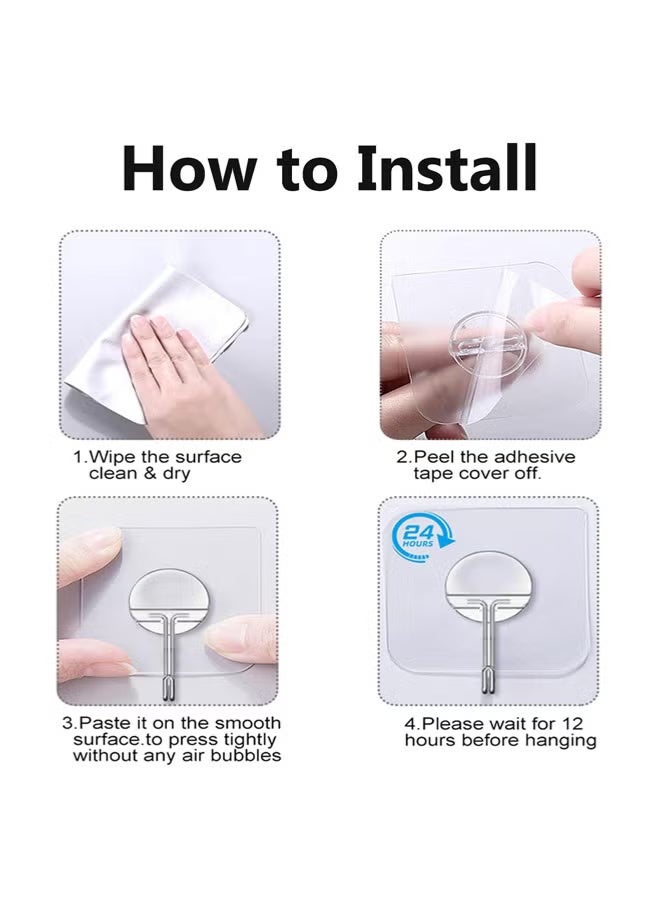 10 Pieces Wall Hooks Self Adhesive Sticker Hanger Transparent, Seamless Hook, Waterproof Bathroom, Outdoor, Home Improvement Utility, Kitchen Heavy Duty Self-Adhesive Hook. - Image 2